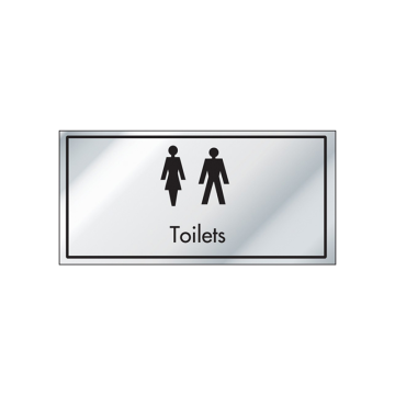 Door Sign Gents &amp; Ladies Symbol with Text 100 x 200mm