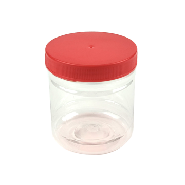 Sunpet Clear Plastic Jar Red Top 200ml (Pack of 4)