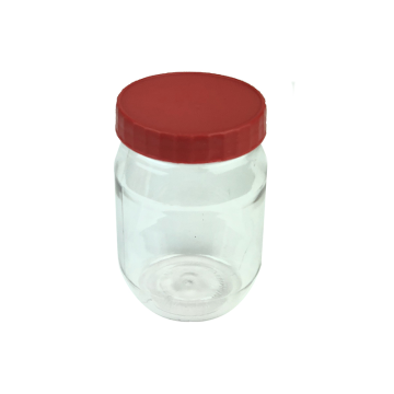 Sunpet Clear Plastic Jar Red Top 250ml (Pack of 4)