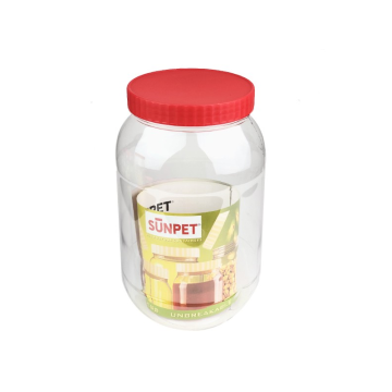 Sunpet Clear Plastic Jar Red Top 500ml (Pack of 3)