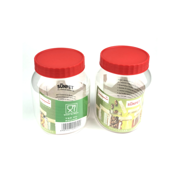 Sunpet Clear Plastic Jar Red Top 750ml (Pack of 2)