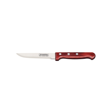 Tramontina Medium Polywood Handled Steak Knife 24cm, Pointed Tip, Smooth Edge, Red