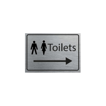 Aluminium Toilets Sign Arrow Right with Symbols A4 Landscape