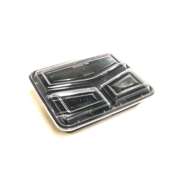 Black Microwaveable Plastic Container 3 Comp. with Lid (Pack 300)