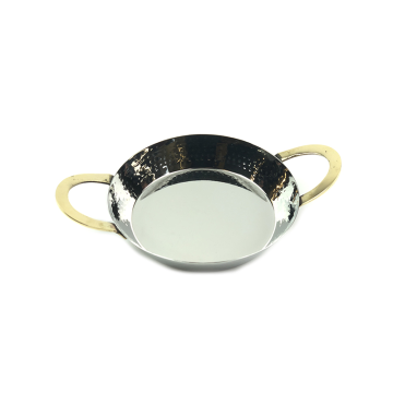Round Hammered Serving Dish with Brass Handle 17cm