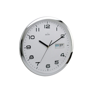 Acctim Supervisor Date and Time 320mm Analog Wall Clock - Chrome
