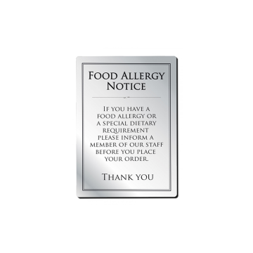 Brushed Silver Food Allergy Notice A4