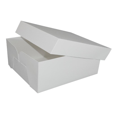 White Rectangular Stapleless Cake Box and Lid 18&quot;x14&quot; (Pack 5)