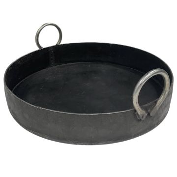 Round Black Iron Karahi 28&quot; with Straight Sides 4&quot; High