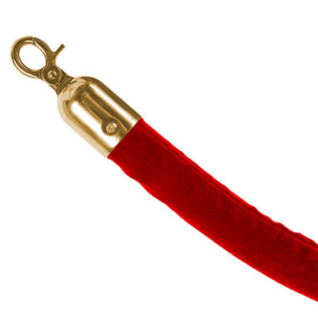 Barrier Rope in Red with Gold Hooks