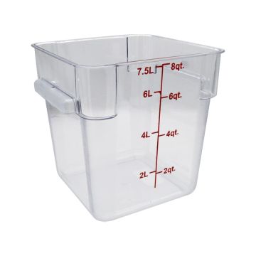Polycarbonate Clear Square Food Ingredient Storage Container 7.6 Litre