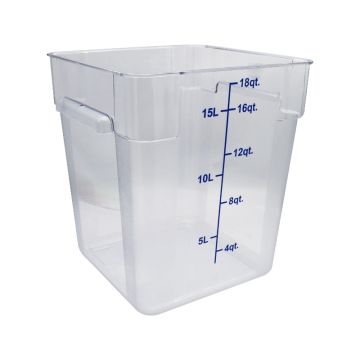 Polycarbonate Clear Square Food Ingredient Storage Container 17.2 Litre