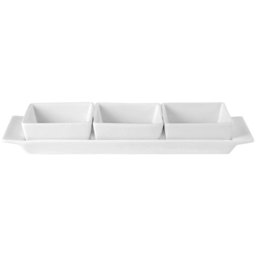 Porcelite Creations Square Shaped Set of 3 Bowls &amp; Tray 29x9cm