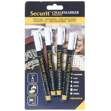 Securit Chalkmarkers White Small (Pack 4)