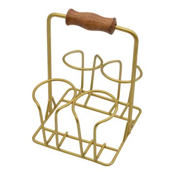 Traditional Indian Chai Tea Glass Carrier 4 Cup Gold