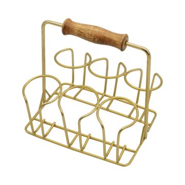 Traditional Indian Chai Tea Glass Carrier 6 Cup Gold