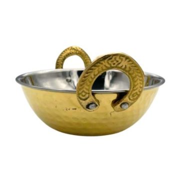 Brass Hammered Double Wall Karahi Balti Dish 14.5cm