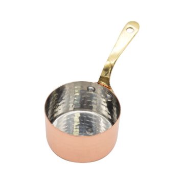 Copper Plated Hammered Pan Long Brass Handle 8.5cm