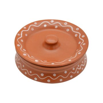 Ceramic Terracotta Serving Handi &amp; Lid 5&quot;
