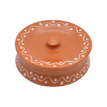 Ceramic Terracotta Serving Handi &amp; Lid 6&quot;
