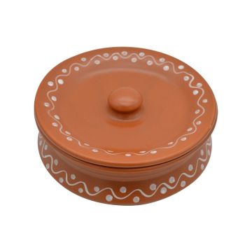 Ceramic Terracotta Serving Handi &amp; Lid 7&quot;