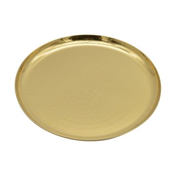 Brass Plated Hammered Round Plate / Platter 24.5cm
