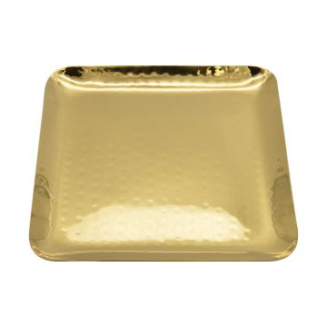 Brass Plated Hammered Square Plate / Platter 21cm