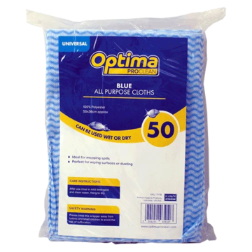 Optima Economy All Purpose Cloths Blue 50 x 33cm (Pack 50)