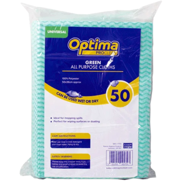 Optima Economy All Purpose Cloths Green 50 x 33cm (Pack 50)