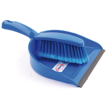 Professional Dustpan Brush with Soft Bristles in Blue