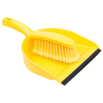 Professional Dustpan Brush with Soft Bristles in Yellow