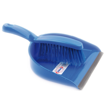 Professional Dustpan Brush with Stiff Bristles in Blue