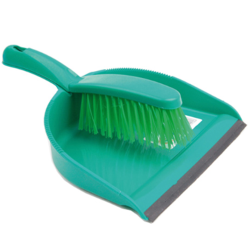 Professional Dustpan Brush with Stiff Bristles in Green