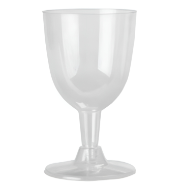 Disposable Plastic Wine Glass 6oz Clear Base 2 Piece (Pack 6)