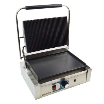 Commercial Electric Heavy Duty Panini Grill Ribbed Upper and Smooth Lower Plates