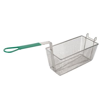 Frying Basket with Green Handle 13.25&quot;x6.5&quot;x6&quot; for Pitco Fryer