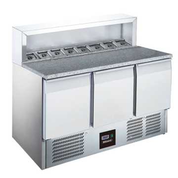 Blizzard BCC3PREPGRANITE 3 Door Compact Pizza Prep Counter with Granite Top