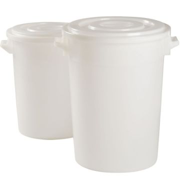 White Round Food Ingredient Bin and Lid 100 Litres