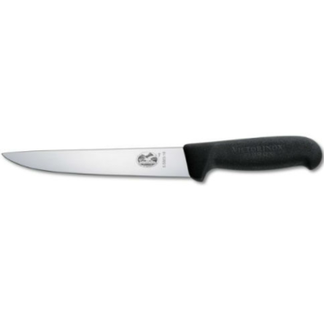 Victorinox Fibrox Handle Boning Sticking Knife Straight Back of Blade in Black 18cm