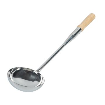 Stainless Steel Fry Ladle with Wooden Handle No6 20cm