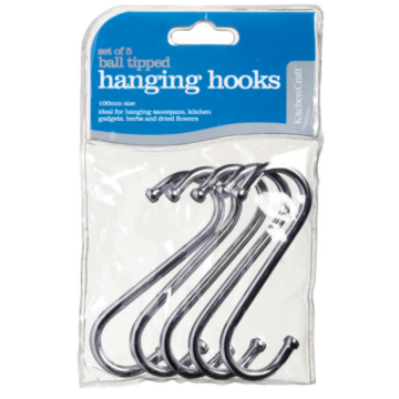 Kitchen Craft Chrome Plated S Hooks 10cm (Pack 5)