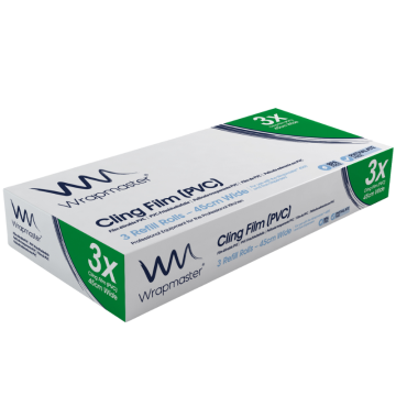 Wrapmaster PVC Cling Film Refill Rolls 45cm x 300m (Pack 3)