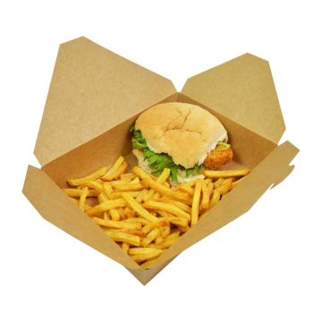 Kraft Cardboard Takeaway Food Container No 2, 1400ml (Pack 200)