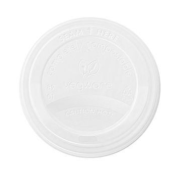 Vegware Biodegradable 89mm CPLA Hot Coffee Cup Lid fits 10-20oz (Pack 50) [20]