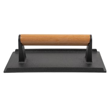 Cast Iron Steak Weight with Wooden Handle 21x11x6.5cm