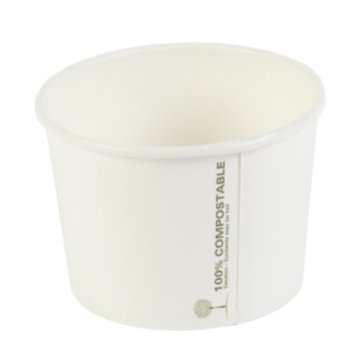 Biodegradable White PLA Soup Container 8oz (Pack 50) [1000]