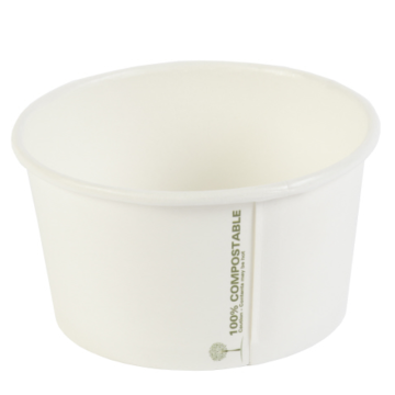 Biodegradable White PLA Soup Container 12oz (Pack 25) [500]