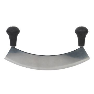 Stainless Steel Rocking Knife with Black Handles (Perfect for Pizzas)