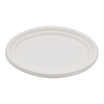 Reusable Plastic Oval Plate White 12.25&quot; (Pack 10)