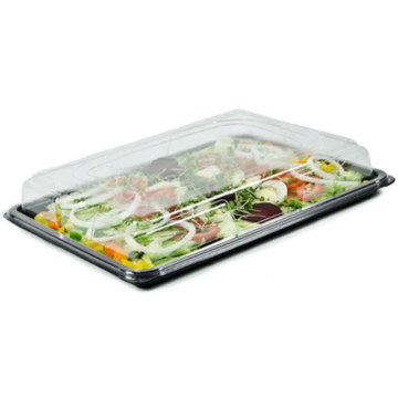 Buffet Platter Black Base &amp; Clear Lid Medium 390 x 290mm (Pack 5)